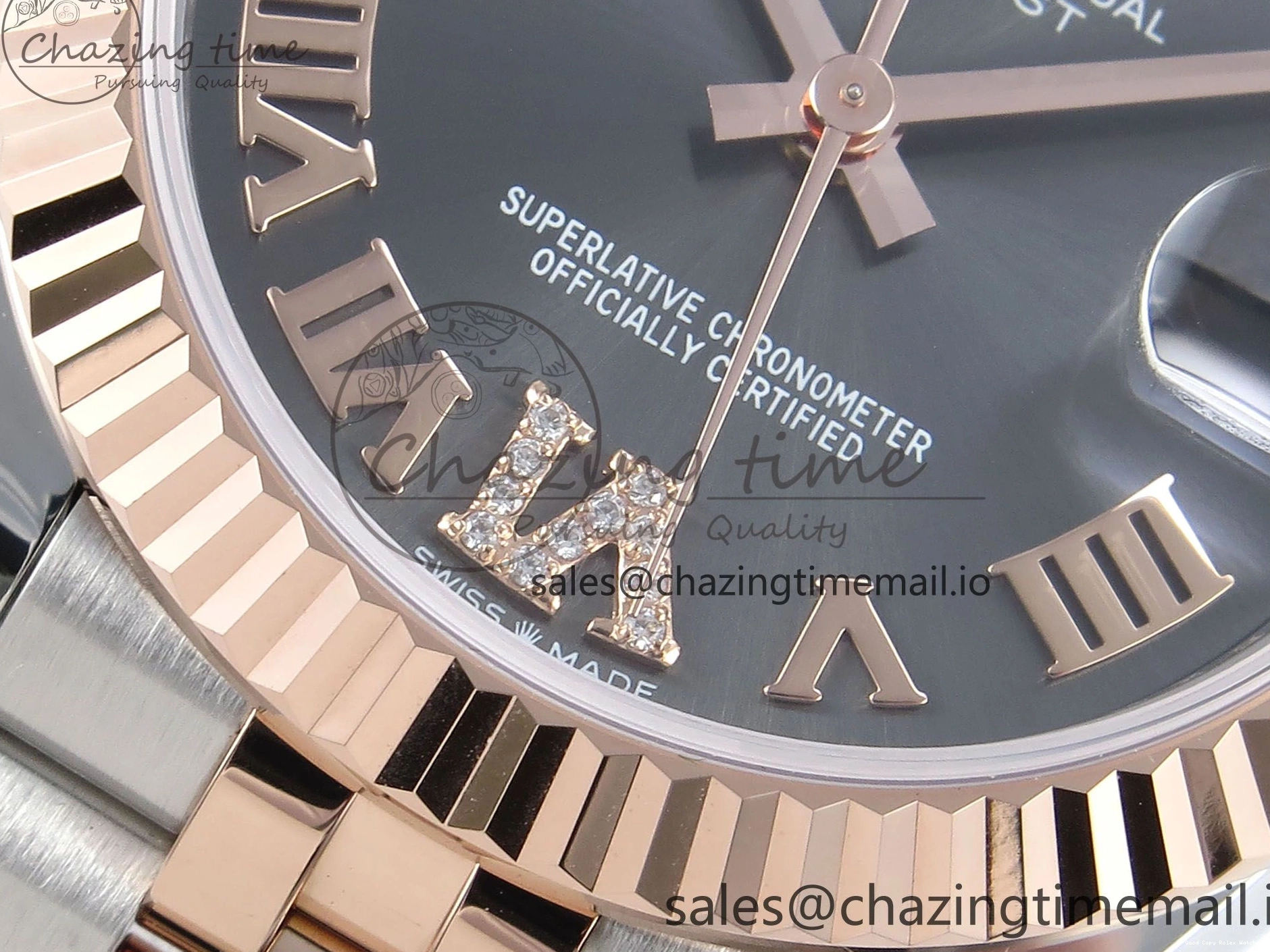 Best AAA Replica Sites Bracelet RG Dial Gray Jubilee 31 DateJust Steel 516 Roman ARF Edition SS Diamonds on 904L 1:1 278271 Best StreetReady ETA 0117